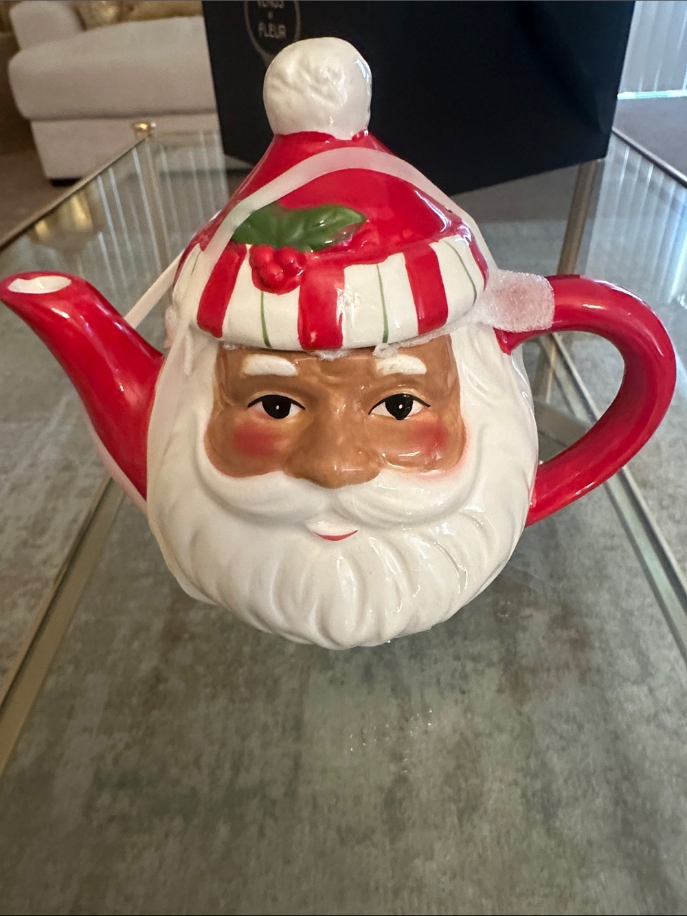 Festive Santa Teapot - African American
